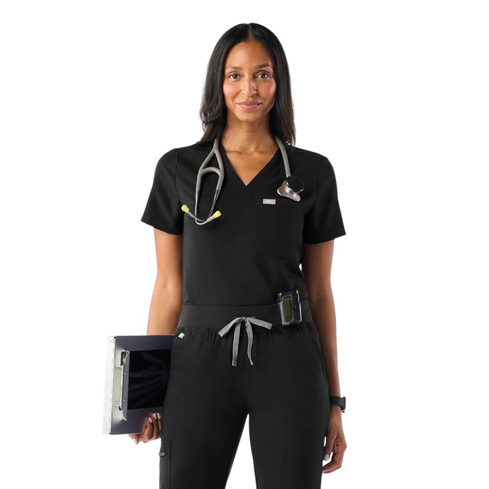 FIGS Technical Collection Casma V-Neck Scrub Top Black XXL